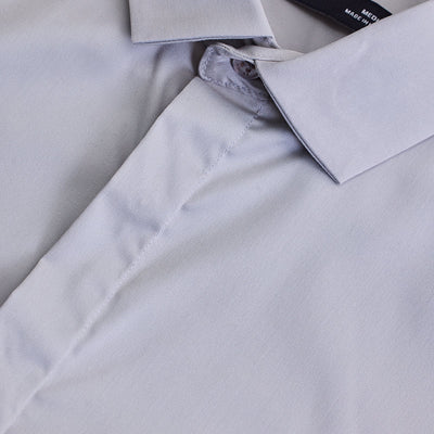 Grey Solid Concealed Placket Shirt