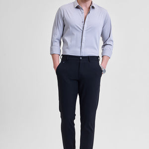 Grey Solid Concealed Placket Shirt