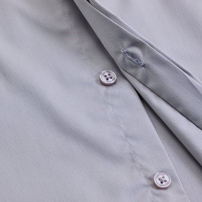 Grey Solid Concealed Placket Shirt