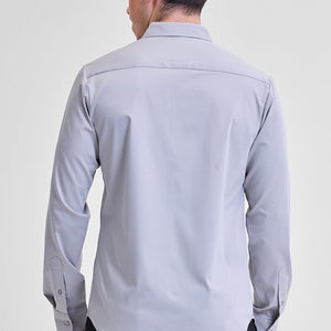 Grey Solid Concealed Placket Shirt
