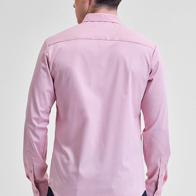 Pink Solid Concealed Placket Shirt