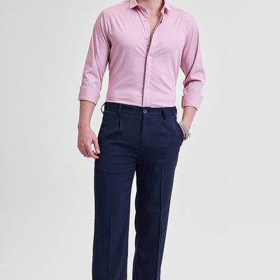 Pink Solid Concealed Placket Shirt