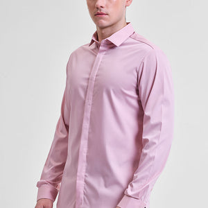 Pink Solid Concealed Placket Shirt