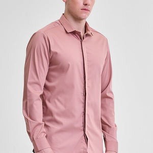 Mauve Solid Concealed Placket Shirt