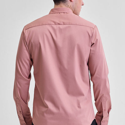 Mauve Solid Concealed Placket Shirt