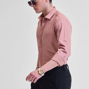 Mauve Solid Concealed Placket Shirt