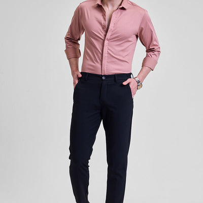 Mauve Solid Concealed Placket Shirt