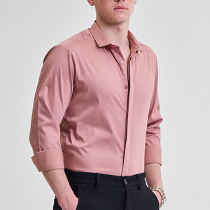 Mauve Solid Concealed Placket Shirt