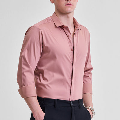 Mauve Solid Concealed Placket Shirt