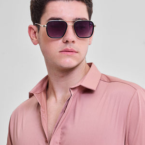 Mauve Solid Concealed Placket Shirt
