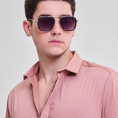 Mauve Solid Concealed Placket Shirt