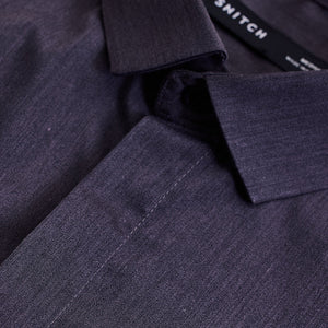 Dark Grey Solid Concealed Placket Shirt