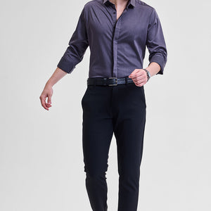 Dark Grey Solid Concealed Placket Shirt