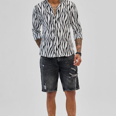 White Abstract Printed Shirt