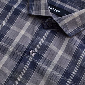 Navy Checks Slim Fit Shirt