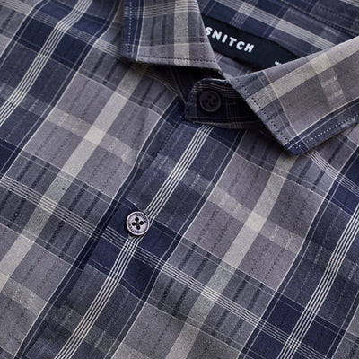 Navy Checks Slim Fit Shirt