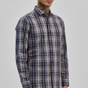 Navy Checks Slim Fit Shirt
