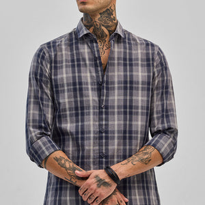Navy Checks Slim Fit Shirt