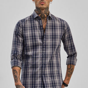 Navy Checks Slim Fit Shirt