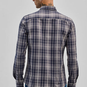 Navy Checks Slim Fit Shirt