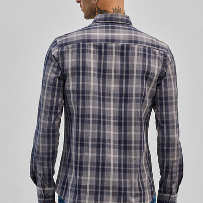 Navy Checks Slim Fit Shirt