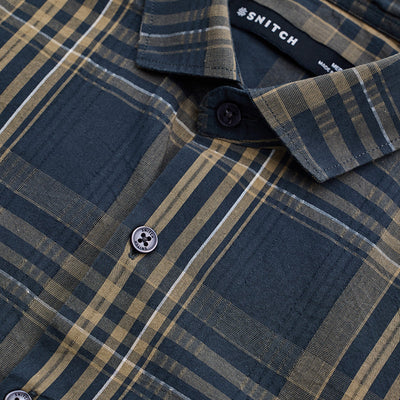 Teal Checks Slim Fit Shirt