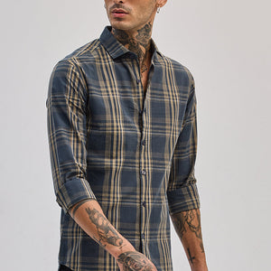 Teal Checks Slim Fit Shirt