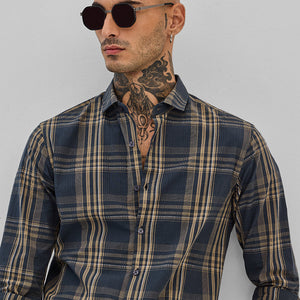 Teal Checks Slim Fit Shirt