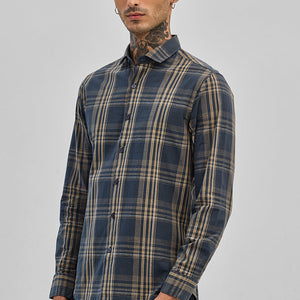 Teal Checks Slim Fit Shirt