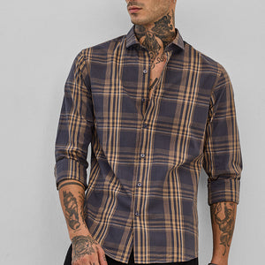 Charcoal Grey Checks Slim Fit Shirt