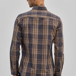Charcoal Grey Checks Slim Fit Shirt