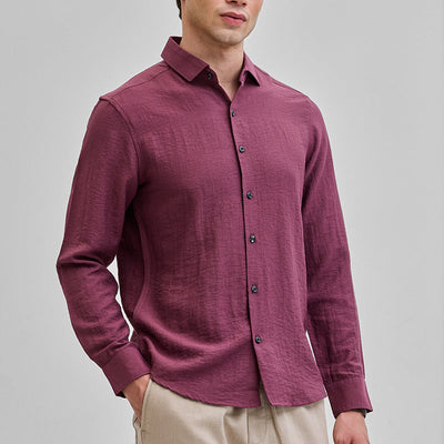 Mauve Textured Linen Blend Shirt