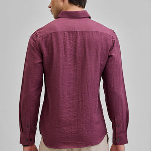 Mauve Textured Linen Blend Shirt