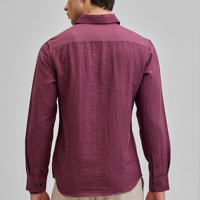 Mauve Textured Linen Blend Shirt