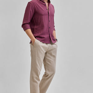 Mauve Textured Linen Blend Shirt