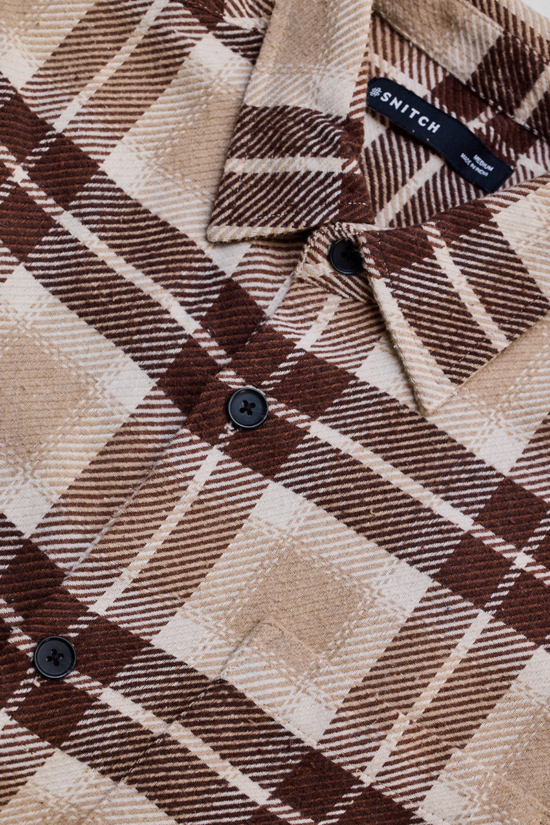 Dark Blue Flannel Checks Overshirt