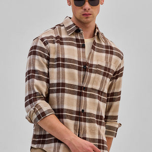 Dark Blue Flannel Checks Overshirt