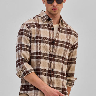 Dark Blue Flannel Checks Overshirt