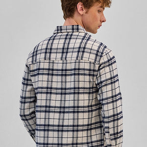 Cream Flannel Checks Overshirt