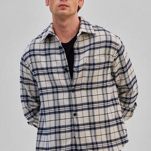 Cream Flannel Checks Overshirt