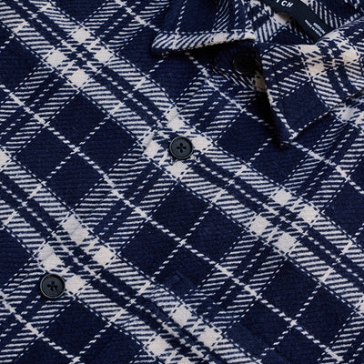 Navy Flannel Checks Overshirt