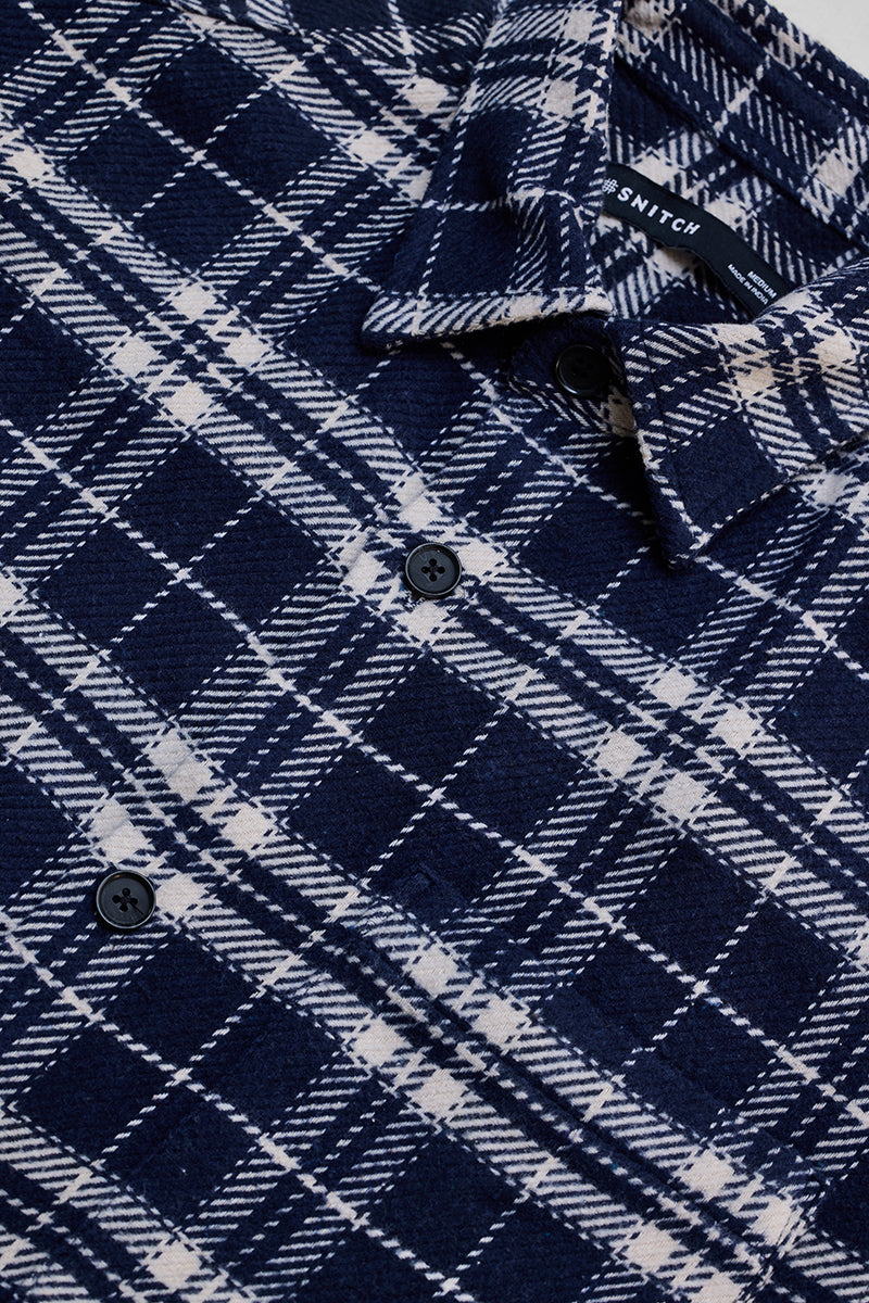 Navy Flannel Checks Overshirt