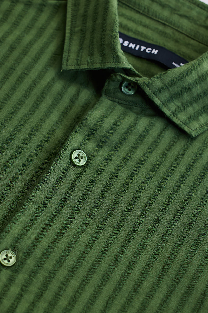 Green Stripes Slim Fit Shirt