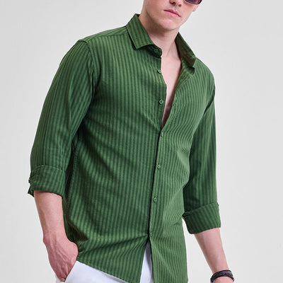 Green Stripes Slim Fit Shirt