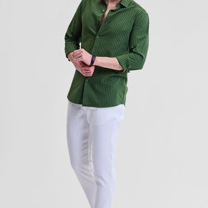 Green Stripes Slim Fit Shirt