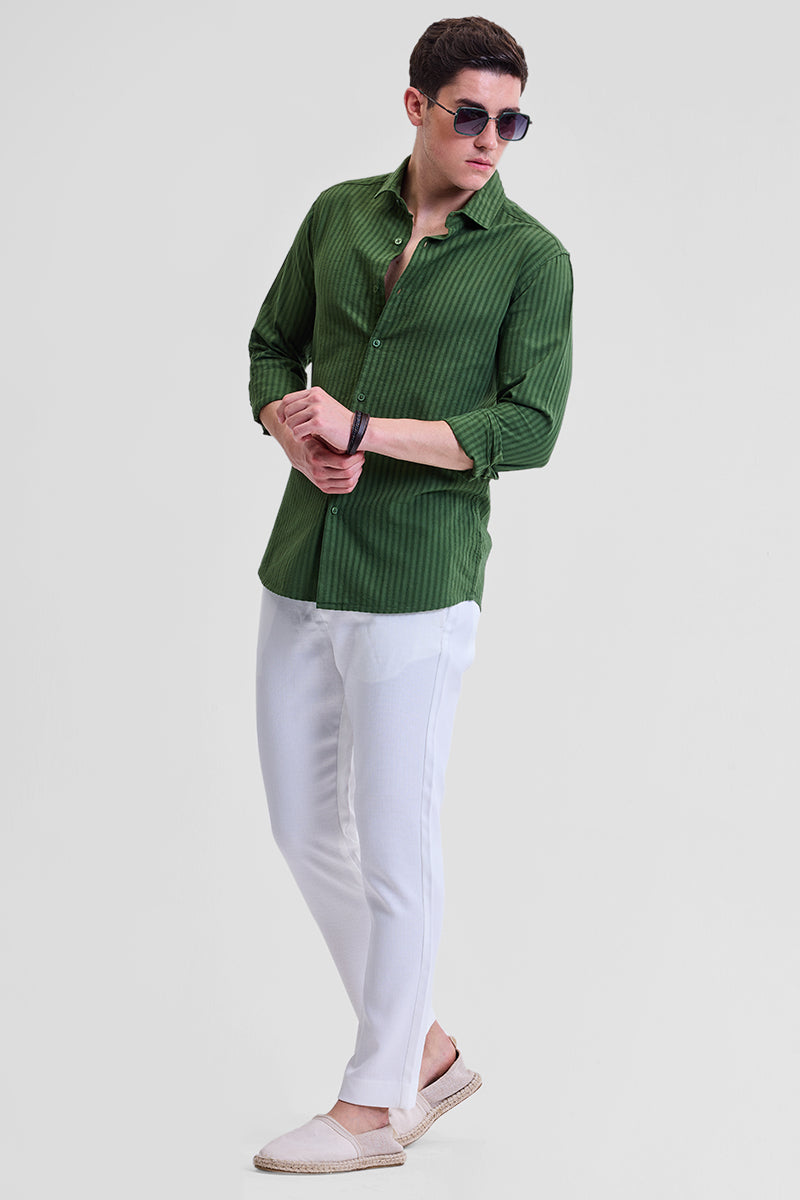 Green Stripes Slim Fit Shirt