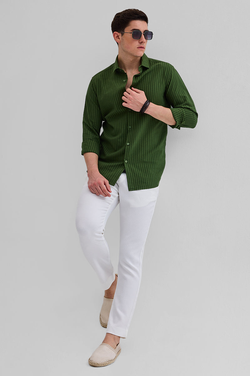 Green Stripes Slim Fit Shirt