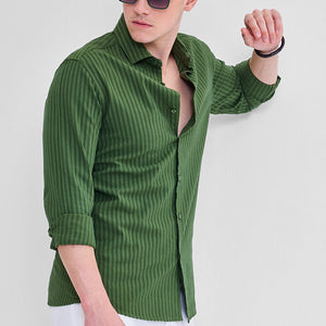 Green Stripes Slim Fit Shirt