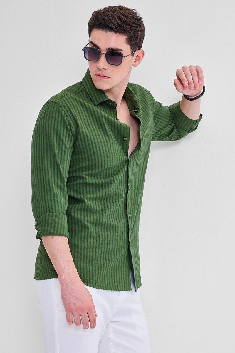 Green Stripes Slim Fit Shirt