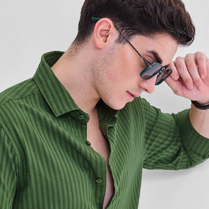 Green Stripes Slim Fit Shirt